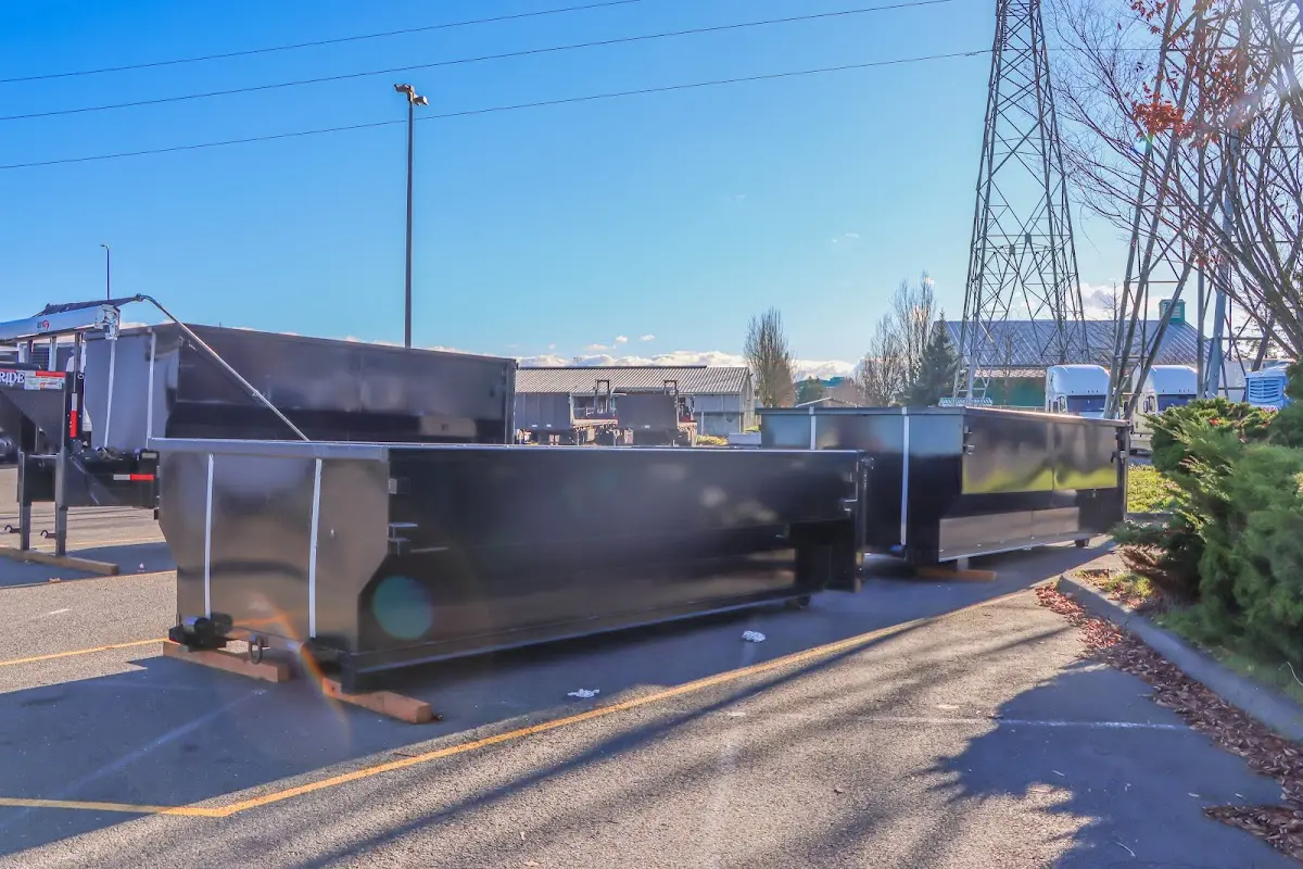 Roll-off dumpster ready for waste disposal at job site for 40 Yard Dumpster Rental in Locust Grove